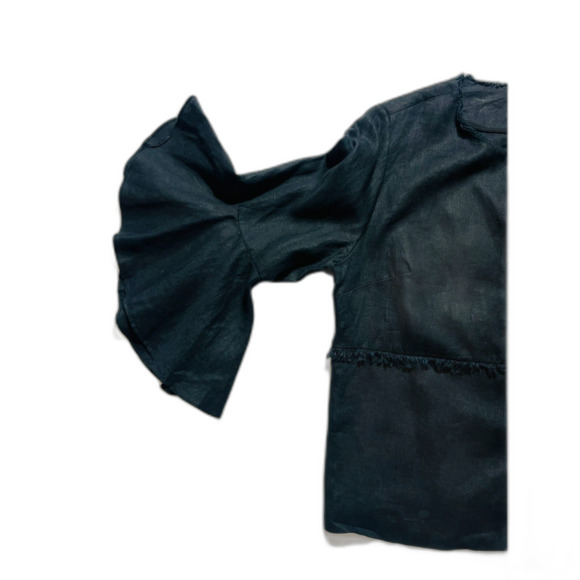 Chico's Bell-Sleeve Linen Open Front Boho Jacket Whimsy Black Size 3 16/18 - Picture 7 of 11